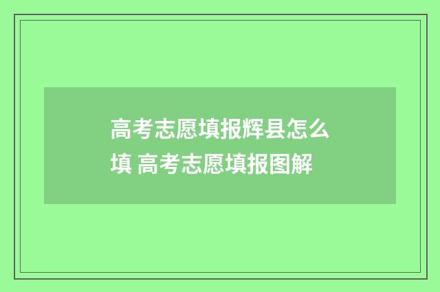 高考志愿填报辉县怎么填 高考志愿填报图解