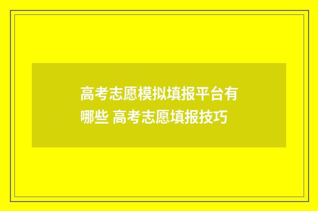 高考志愿模拟填报平台有哪些 高考志愿填报技巧
