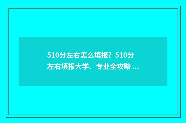 510分左右怎么填报?510分左右填报大学、专业全攻略 510多分算成绩好吗