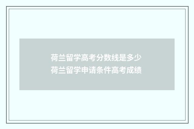 荷兰留学高考分数线是多少 荷兰留学申请条件高考成绩