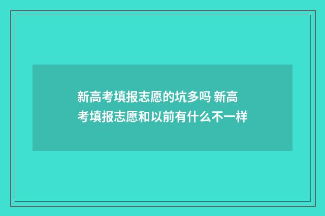 新高考填报志愿的坑多吗 新高考填报志愿和以前有什么不一样