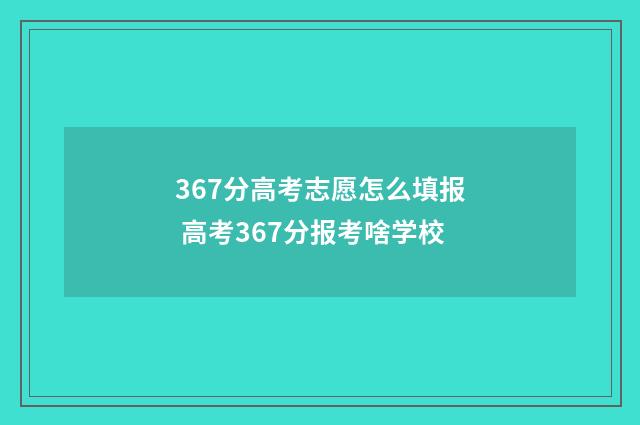 367分高考志愿怎么填报 高考367分报考啥学校