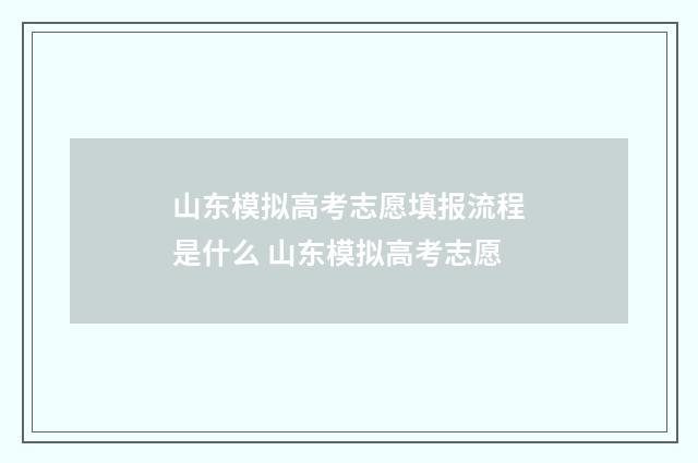 山东模拟高考志愿填报流程是什么 山东模拟高考志愿