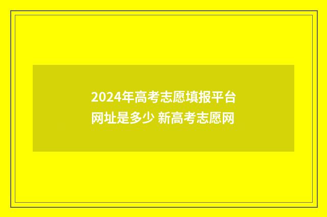 2024年高考志愿填报平台网址是多少 新高考志愿网