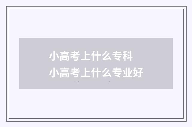 小高考上什么专科 小高考上什么专业好