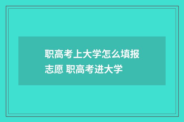 职高考上大学怎么填报志愿 职高考进大学