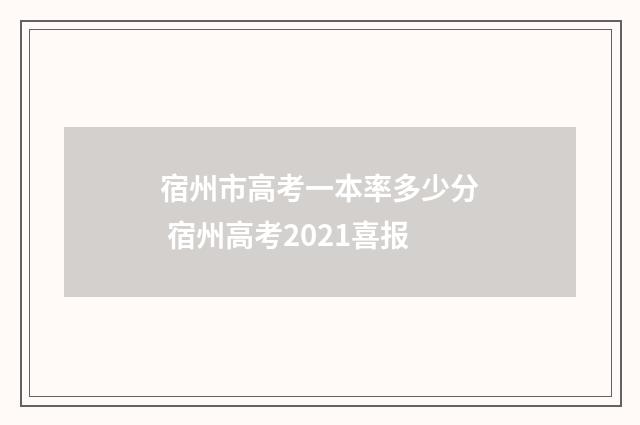 宿州市高考一本率多少分 宿州高考2021喜报