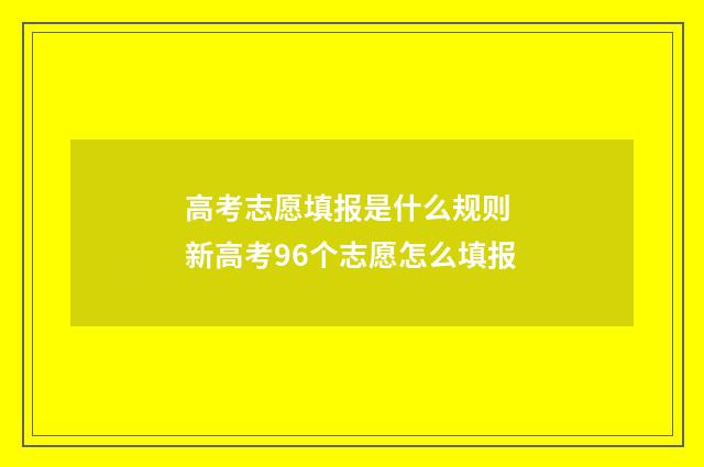 高考志愿填报是什么规则 新高考96个志愿怎么填报