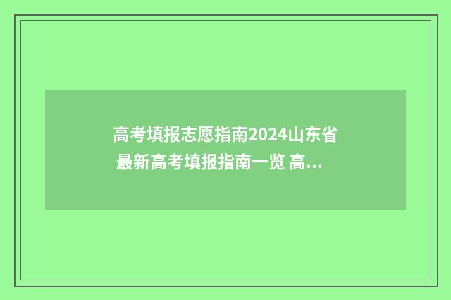 高考填报志愿指南2024山东省 最新高考填报指南一览 高考填报志愿指南