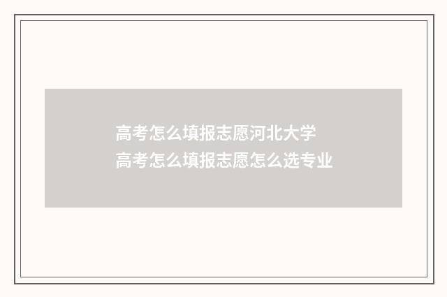 高考怎么填报志愿河北大学 高考怎么填报志愿怎么选专业