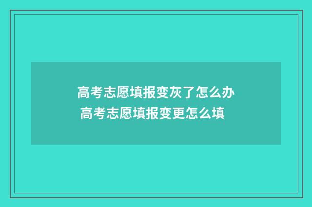 高考志愿填报变灰了怎么办 高考志愿填报变更怎么填
