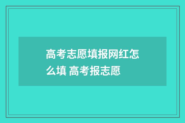 高考志愿填报网红怎么填 高考报志愿