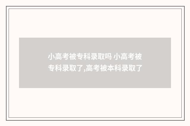 小高考被专科录取吗 小高考被专科录取了,高考被本科录取了