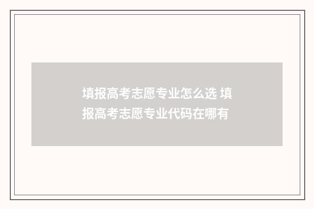 填报高考志愿专业怎么选 填报高考志愿专业代码在哪有
