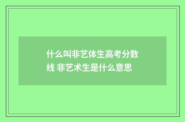 什么叫非艺体生高考分数线 非艺术生是什么意思