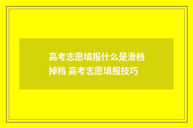 高考志愿填报什么是滑档掉档 高考志愿填报技巧