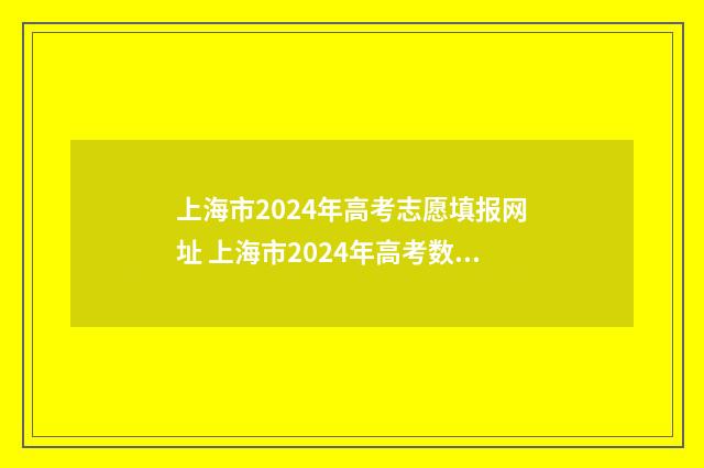 上海市2024年高考志愿填报网址 上海市2024年高考数学试卷