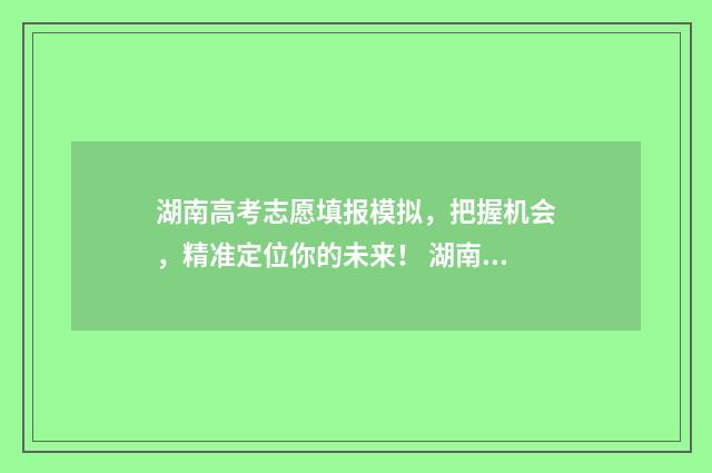 湖南高考志愿填报模拟,把握机会,精准定位你的未来! 湖南单招录取分数线