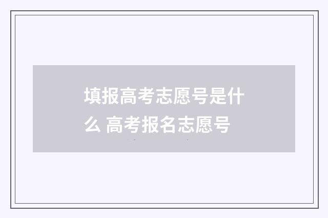 填报高考志愿号是什么 高考报名志愿号