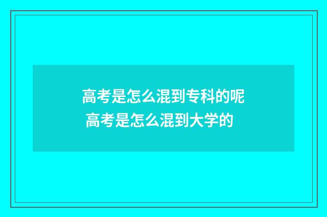 高考是怎么混到专科的呢 高考是怎么混到大学的