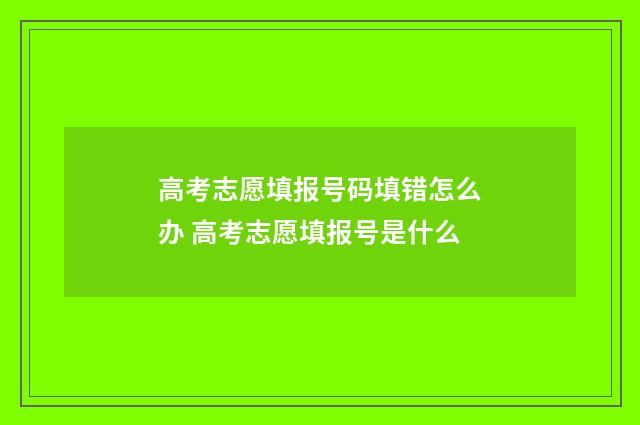 高考志愿填报号码填错怎么办 高考志愿填报号是什么