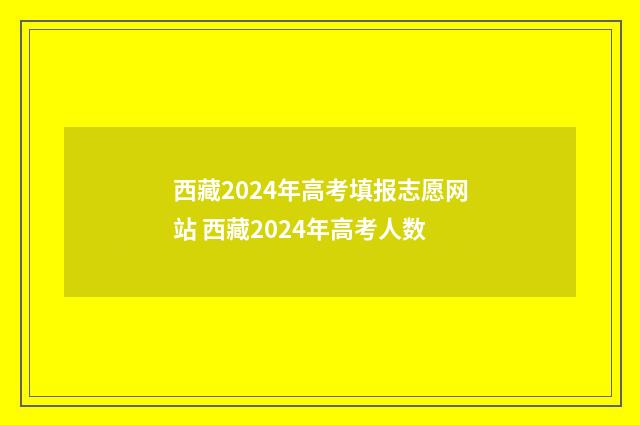 西藏2024年高考填报志愿网站 西藏2024年高考人数
