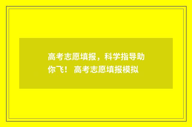 高考志愿填报，科学指导助你飞！ 高考志愿填报模拟