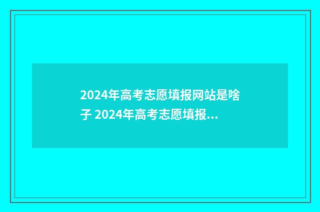 2024年高考志愿填报网站是啥子 2024年高考志愿填报指南书