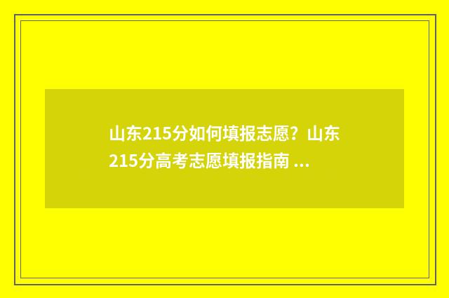 山东215分如何填报志愿?山东215分高考志愿填报指南 山东527分