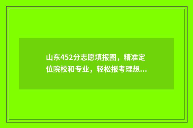 山东452分志愿填报图，精准定位院校和专业，轻松报考理想学府 山东省高考452分报什么学校