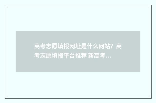 高考志愿填报网址是什么网站?高考志愿填报平台推荐 新高考志愿网