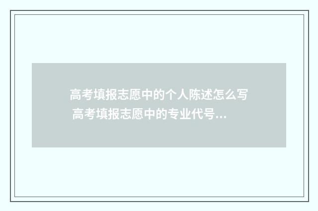 高考填报志愿中的个人陈述怎么写 高考填报志愿中的专业代号是什么