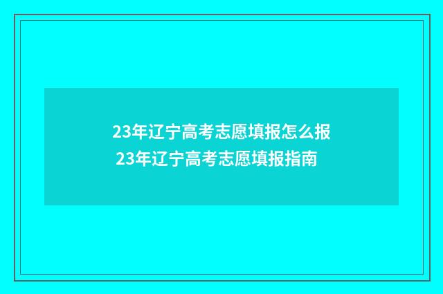 23年辽宁高考志愿填报怎么报 23年辽宁高考志愿填报指南