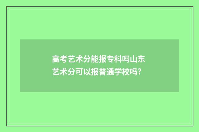 高考艺术分能报专科吗山东 艺术分可以报普通学校吗?