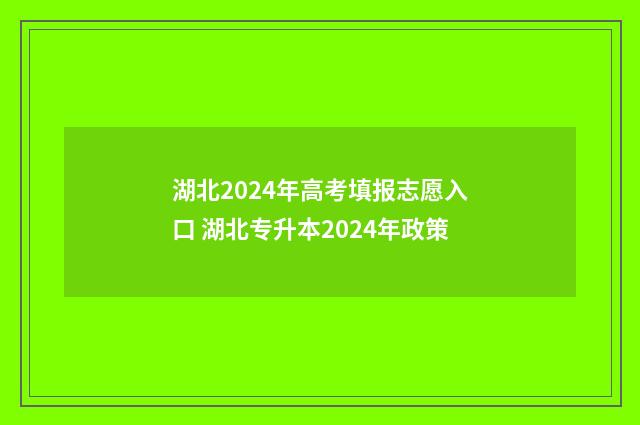 湖北2024年高考填报志愿入口 湖北专升本2024年政策