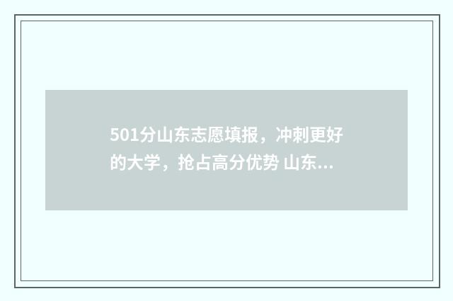 501分山东志愿填报,冲刺更好的大学,抢占高分优势 山东志愿录取