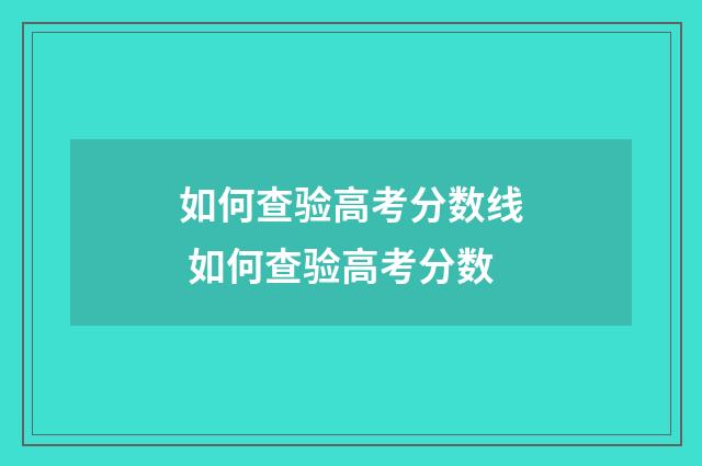 如何查验高考分数线 如何查验高考分数