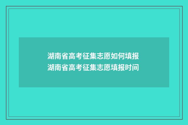 湖南省高考征集志愿如何填报 湖南省高考征集志愿填报时间