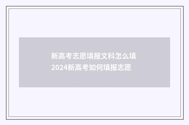 新高考志愿填报文科怎么填 2024新高考如何填报志愿