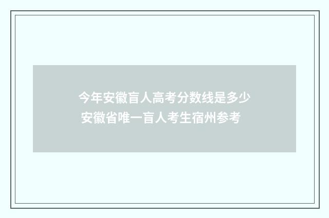 今年安徽盲人高考分数线是多少 安徽省唯一盲人考生宿州参考