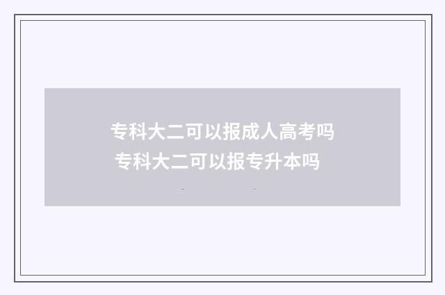 专科大二可以报成人高考吗 专科大二可以报专升本吗