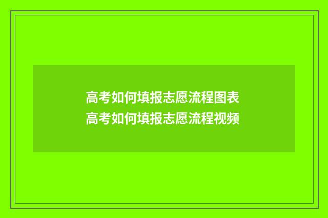 高考如何填报志愿流程图表 高考如何填报志愿流程视频