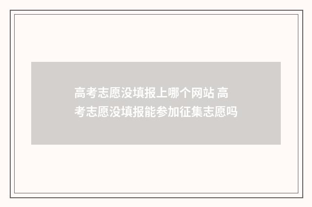 高考志愿没填报上哪个网站 高考志愿没填报能参加征集志愿吗
