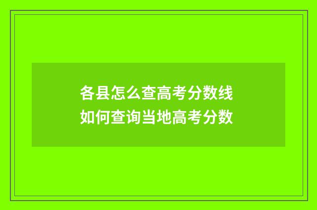 各县怎么查高考分数线 如何查询当地高考分数