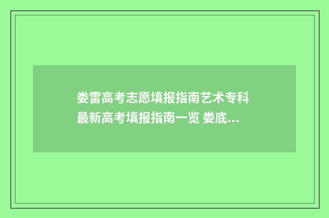 娄雷高考志愿填报指南艺术专科 最新高考填报指南一览 娄底高考志愿填报机构