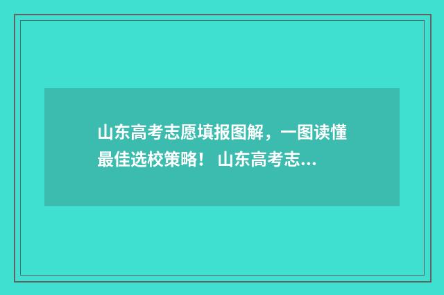 山东高考志愿填报图解，一图读懂最佳选校策略！ 山东高考志愿填报服务平台