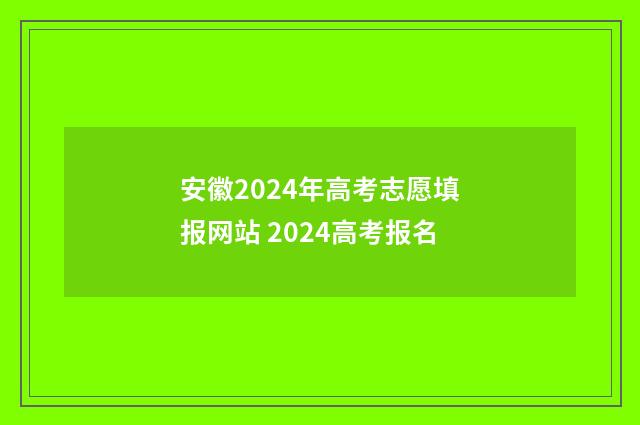 安徽2024年高考志愿填报网站 2024高考报名
