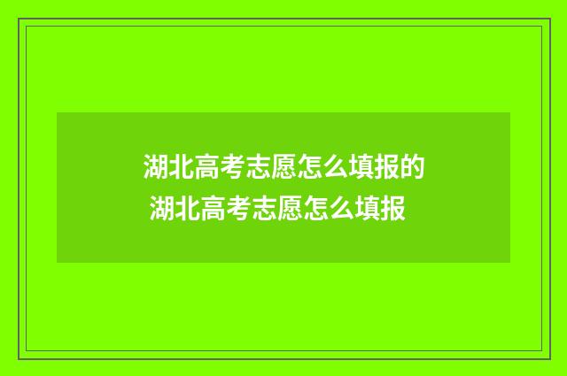 湖北高考志愿怎么填报的 湖北高考志愿怎么填报