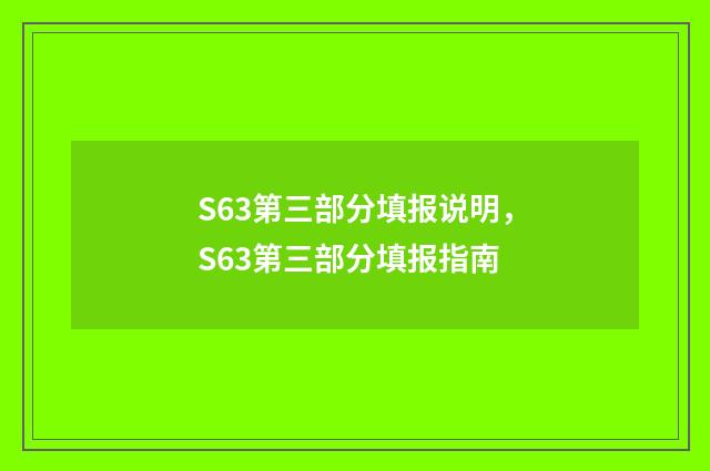 S63第三部分填报说明,S63第三部分填报指南
