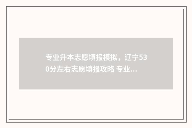 专业升本志愿填报模拟，辽宁530分左右志愿填报攻略 专业升本志愿填什么好